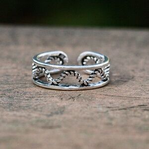 New Handmade Woven Sterling Silver Band Ring, Adjustable Unisex Design